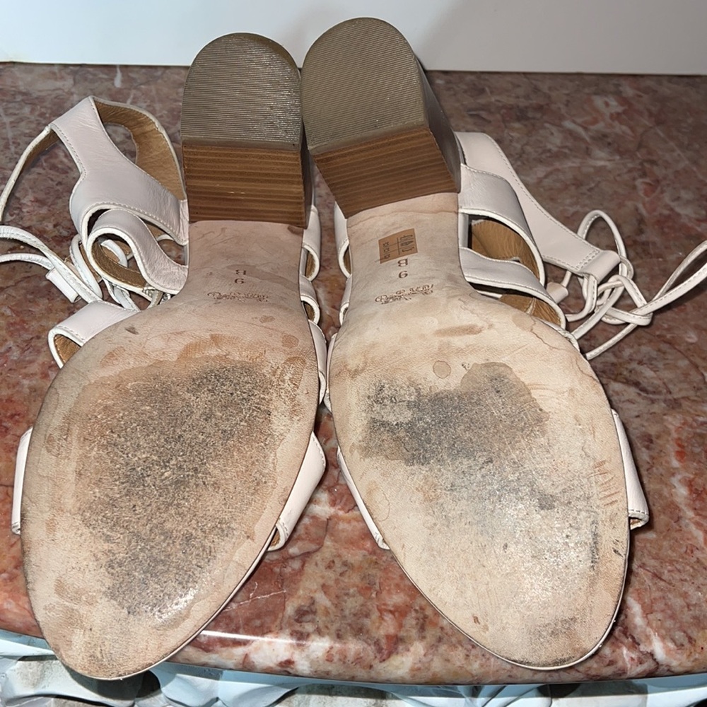 Coach • Larissa Lace-Up City Sandal gladiator cage heeled Chalk blush beige zs 9 - Picture 13 of 15